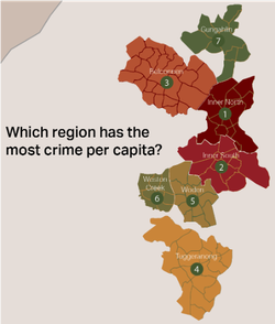 A visualistion of the amount of crime per region